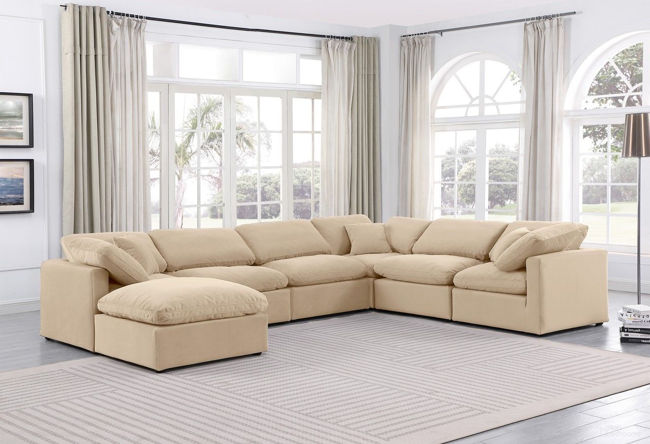 Indulge 7 Piece Modular Sectional In Beige Velvet