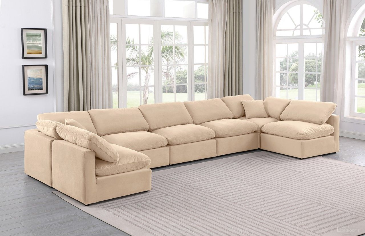 Indulge 7 Piece Modular Sectional In Beige Velvet