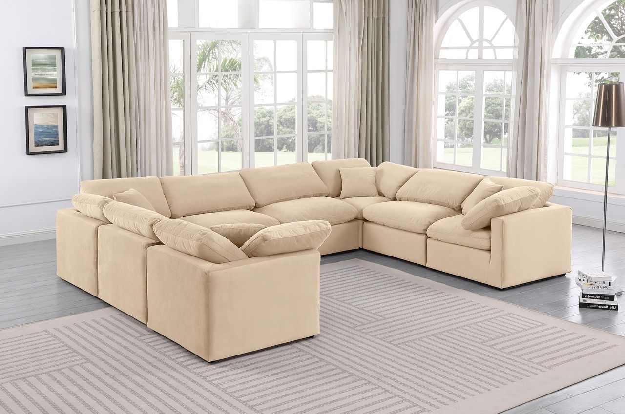Indulge 8 Piece Modular Sectional In Beige Velvet
