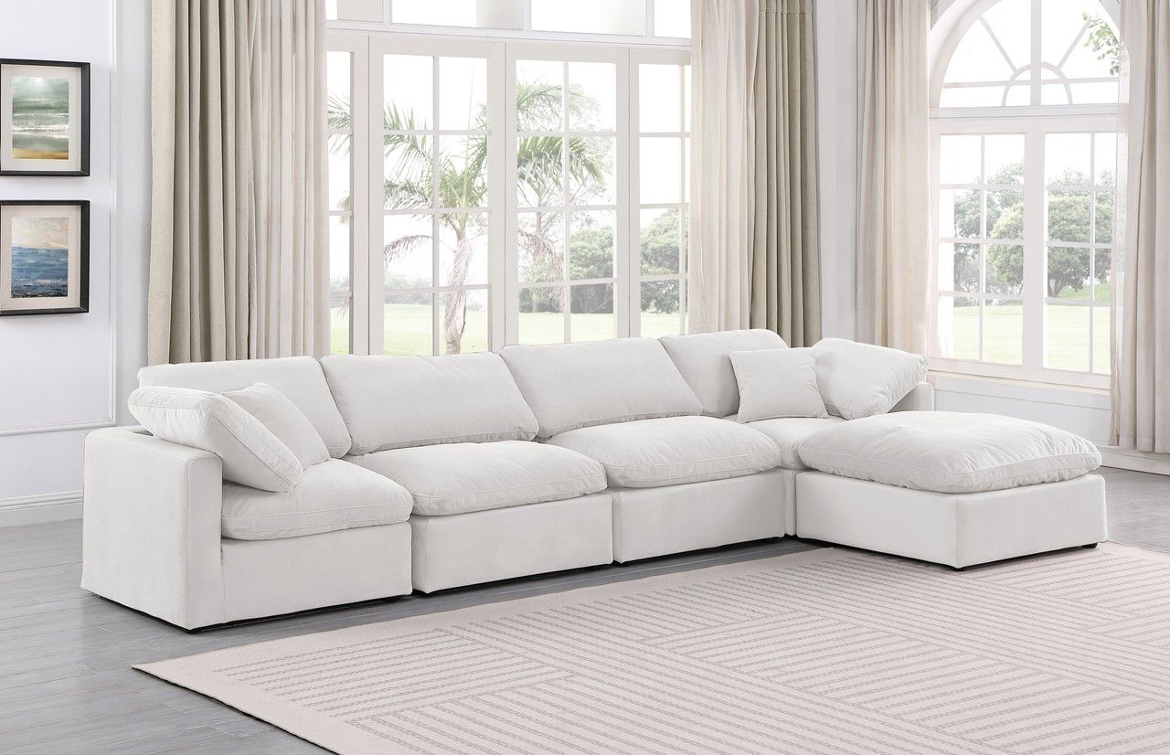 Indulge 5 Piece Modular Sectional In Cream Velvet