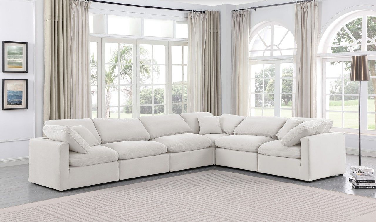 Indulge 6 Piece Modular Sectional In Cream Velvet