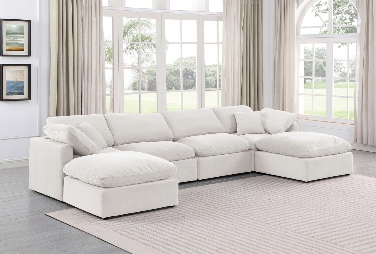 Indulge 6 Piece Modular Sectional In Cream Velvet