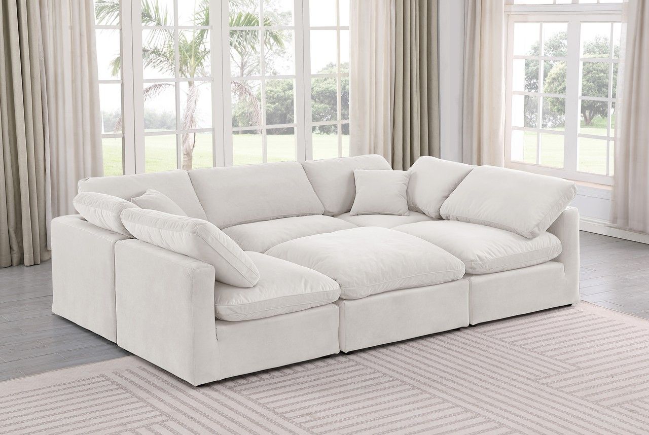 Indulge 6 Piece Modular Sectional In Cream Velvet