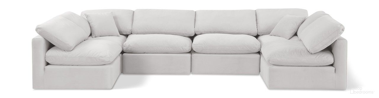Indulge 6 Piece Modular Sectional In Cream Velvet