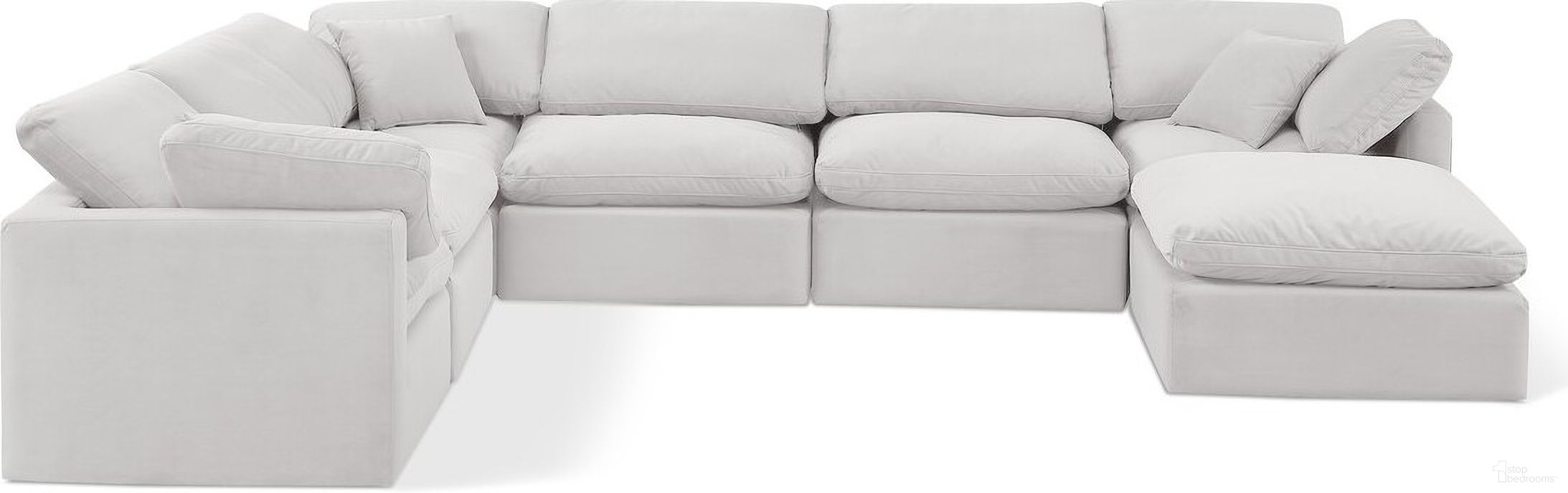 The appearance of Indulge 7 Piece Modular Sectional In Cream Velvet designed by Meridian in the modern / contemporary interior design. This cream velvet piece of furniture was selected by 1StopBedrooms from Indulge Collection to add a touch of cosiness and style into your home. Sku: 147Cream-Armless;147Cream-Armless;147Cream-Armless;147Cream-Corner;147Cream-Corner;147Cream-Corner;147Cream-Ott. Material: Velvet.