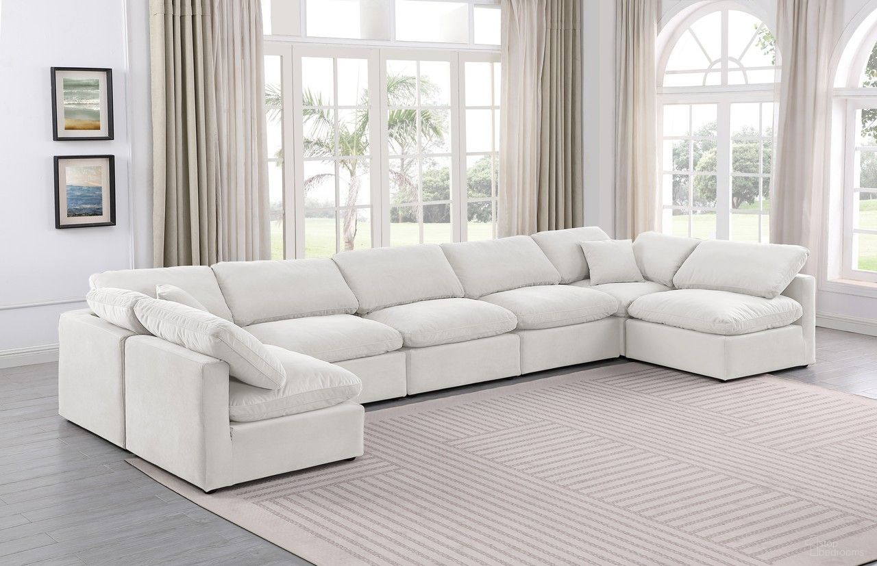 Indulge 7 Piece Modular Sectional In Cream Velvet