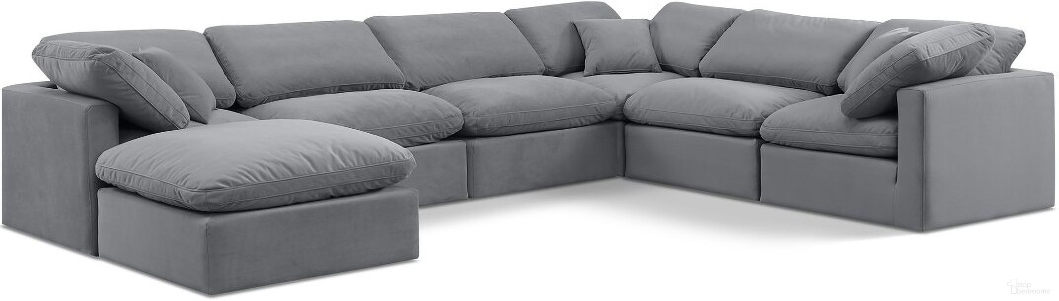 The appearance of Indulge 7 Piece Modular Sectional In Grey Velvet designed by Meridian in the modern / contemporary interior design. This grey velvet piece of furniture  was selected by 1StopBedrooms from Indulge Collection to add a touch of cosiness and style into your home. Sku: 147Grey-Armless;147Grey-Armless;147Grey-Armless;147Grey-Corner;147Grey-Corner;147Grey-Corner;147Grey-Ott. Material: Velvet.