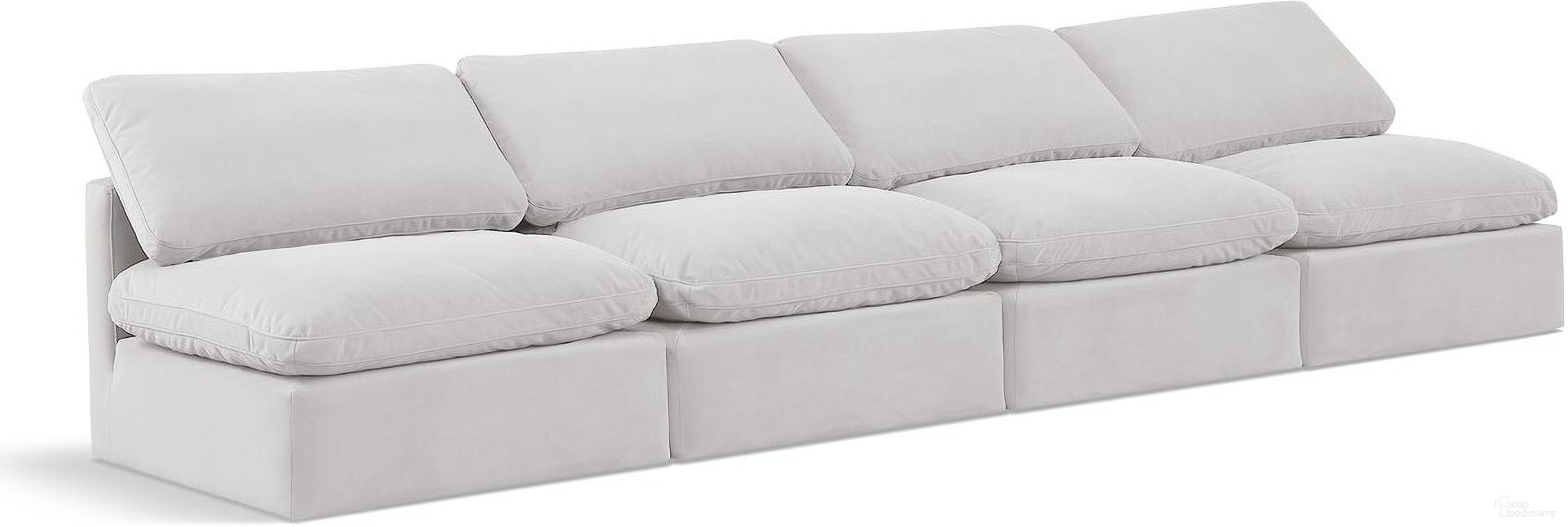 The appearance of Indulge 4 Piece Modular Sofa In Cream Velvet designed by Meridian in the modern / contemporary interior design. This cream velvet piece of furniture was selected by 1StopBedrooms from Indulge Collection to add a touch of cosiness and style into your home. Sku: 147Cream-Armless;147Cream-Armless;147Cream-Armless;147Cream-Armless. Material: Wood.