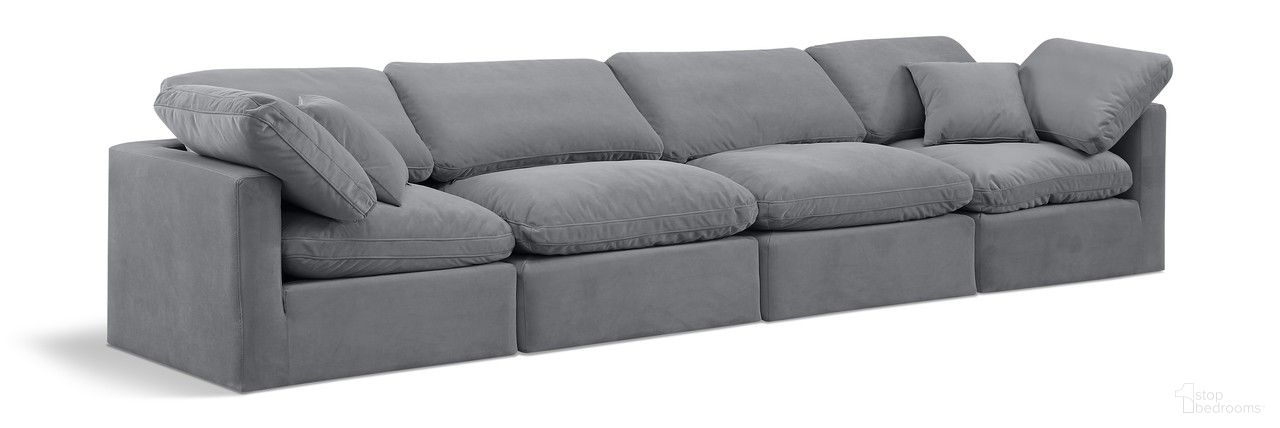 The appearance of Indulge 4 Piece Modular Sofa In Grey Velvet designed by Meridian in the modern / contemporary interior design. This grey velvet piece of furniture was selected by 1StopBedrooms from Indulge Collection to add a touch of cosiness and style into your home. Sku: 147Grey-Armless;147Grey-Armless;147Grey-Corner;147Grey-Corner. Material: Wood.