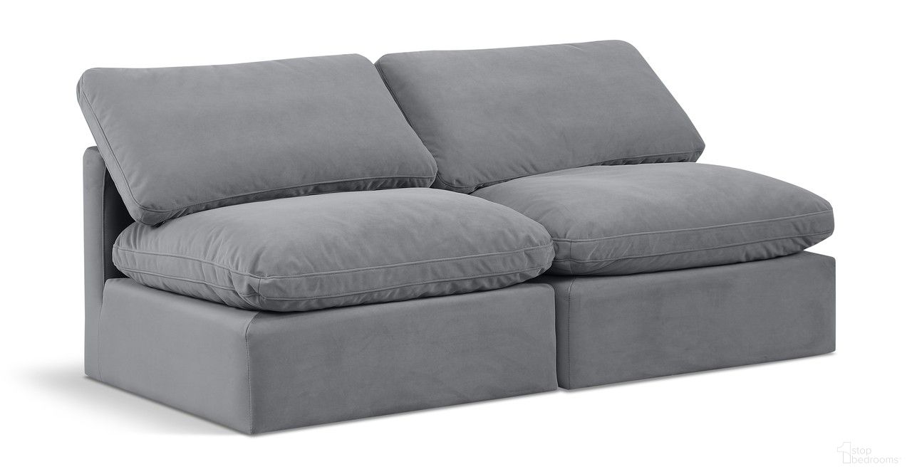The appearance of Indulge 2 Piece Modular Sofa In Grey Velvet designed by Meridian in the modern / contemporary interior design. This grey velvet piece of furniture was selected by 1StopBedrooms from Indulge Collection to add a touch of cosiness and style into your home. Sku: 147Grey-Armless;147Grey-Armless. Material: Wood.