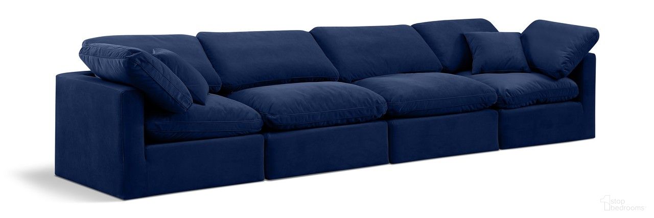 The appearance of Indulge 4 Piece Modular Sofa In Navy Velvet designed by Meridian in the modern / contemporary interior design. This navy velvet piece of furniture was selected by 1StopBedrooms from Indulge Collection to add a touch of cosiness and style into your home. Sku: 147Navy-Armless;147Navy-Armless;147Navy-Corner;147Navy-Corner. Material: Wood.
