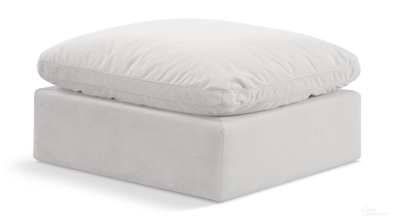 The appearance of Indulge Ottoman In Cream Velvet designed by Meridian in the modern / contemporary interior design. This cream velvet piece of furniture was selected by 1StopBedrooms from Indulge Collection to add a touch of cosiness and style into your home. Sku: 147Cream-Ott. Material: Velvet.