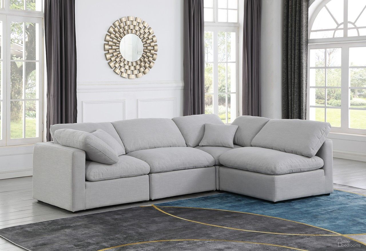 Indulge Textured Fabric 4 Piece Modular Sectional In Grey Linen