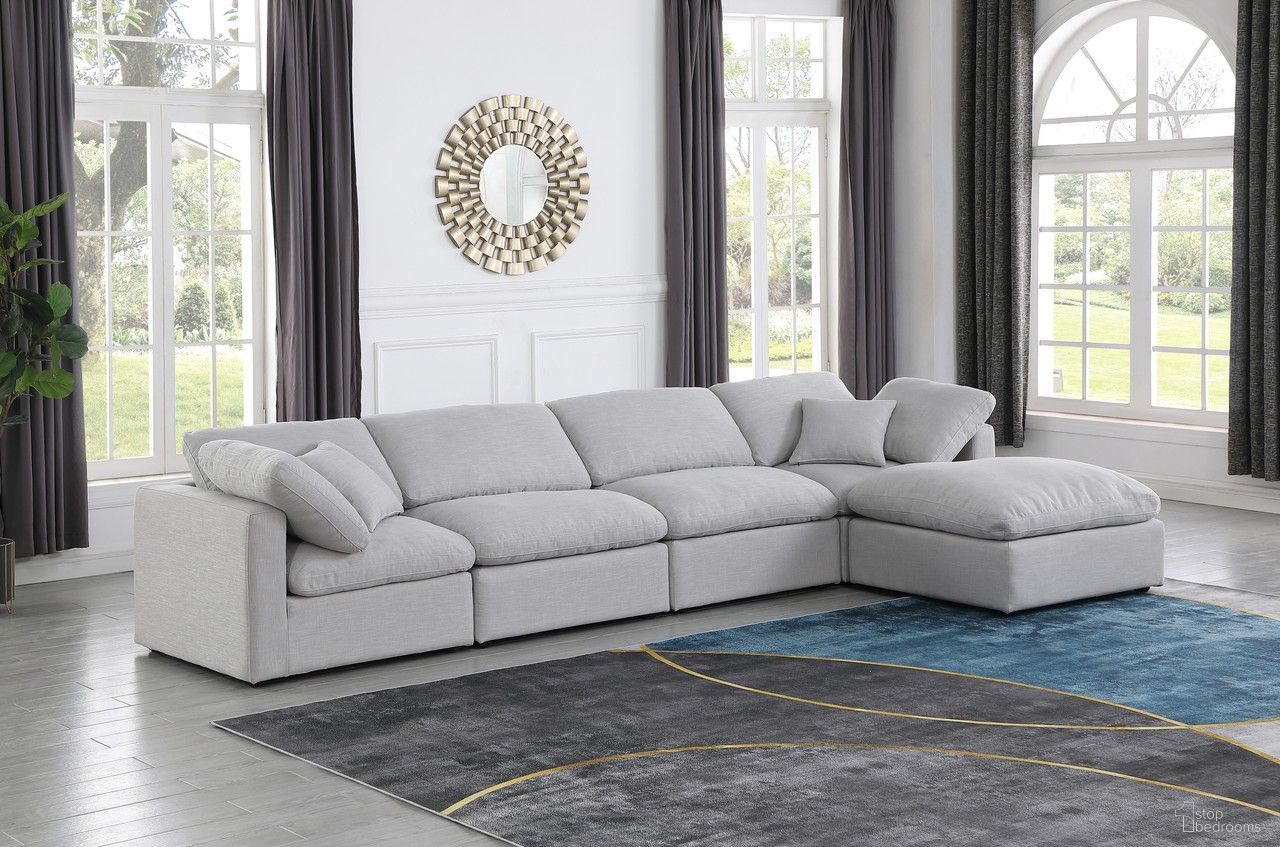 Indulge Textured Fabric 5 Piece Modular Sectional In Grey Linen