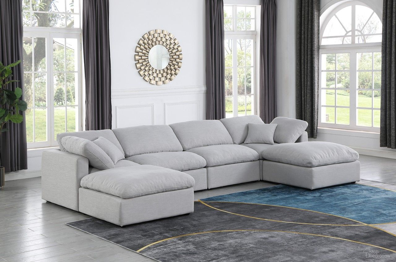 Indulge Textured Fabric 6 Piece Modular Sectional In Grey Linen