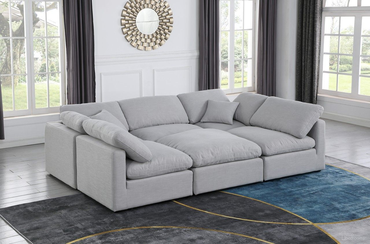 Indulge Textured Fabric 6 Piece Modular Sectional In Grey Linen