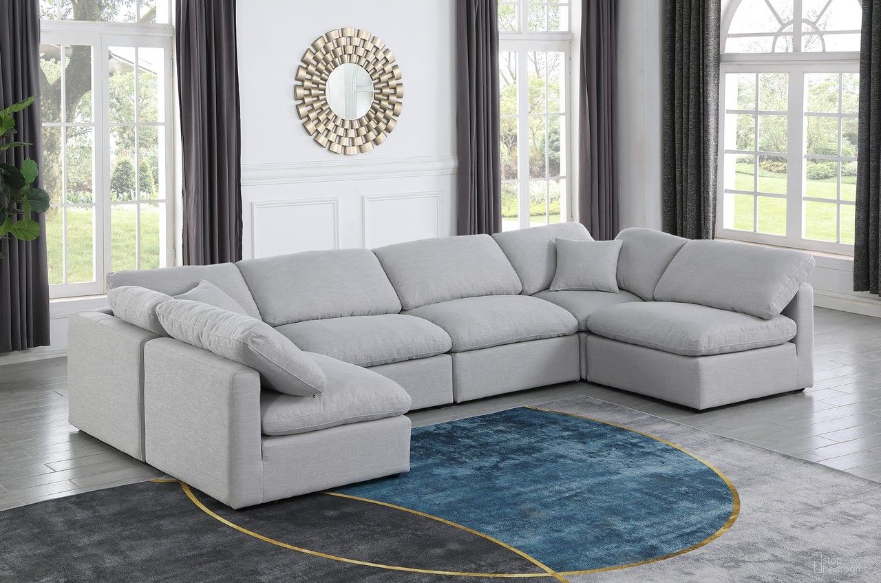 The appearance of Indulge Textured Fabric 6 Piece Modular Sectional In Grey Linen designed by Meridian in the modern / contemporary interior design. This grey linen piece of furniture was selected by 1StopBedrooms from Indulge Collection to add a touch of cosiness and style into your home. Sku: 141Grey-Armless;141Grey-Armless;141Grey-Armless;141Grey-Armless;141Grey-Corner;141Grey-Corner. Material: Textured.