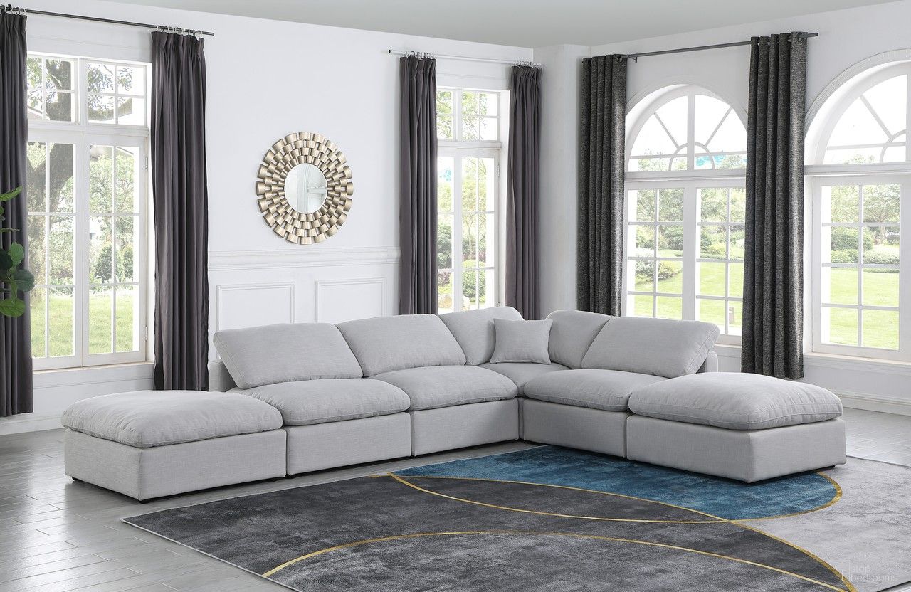 Indulge Textured Fabric 6 Piece Modular Sectional In Grey Linen