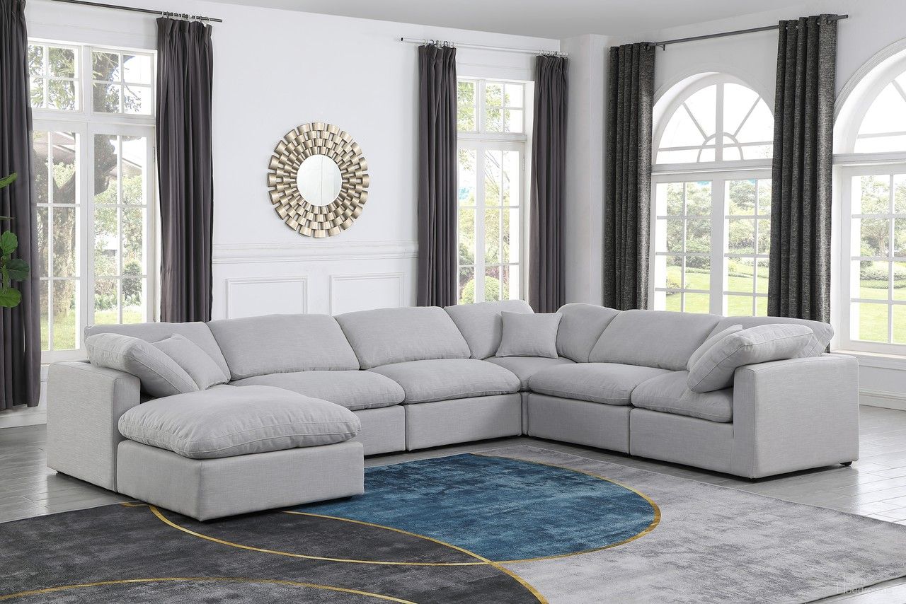 Indulge Textured Fabric 7 Piece Modular Sectional In Grey Linen