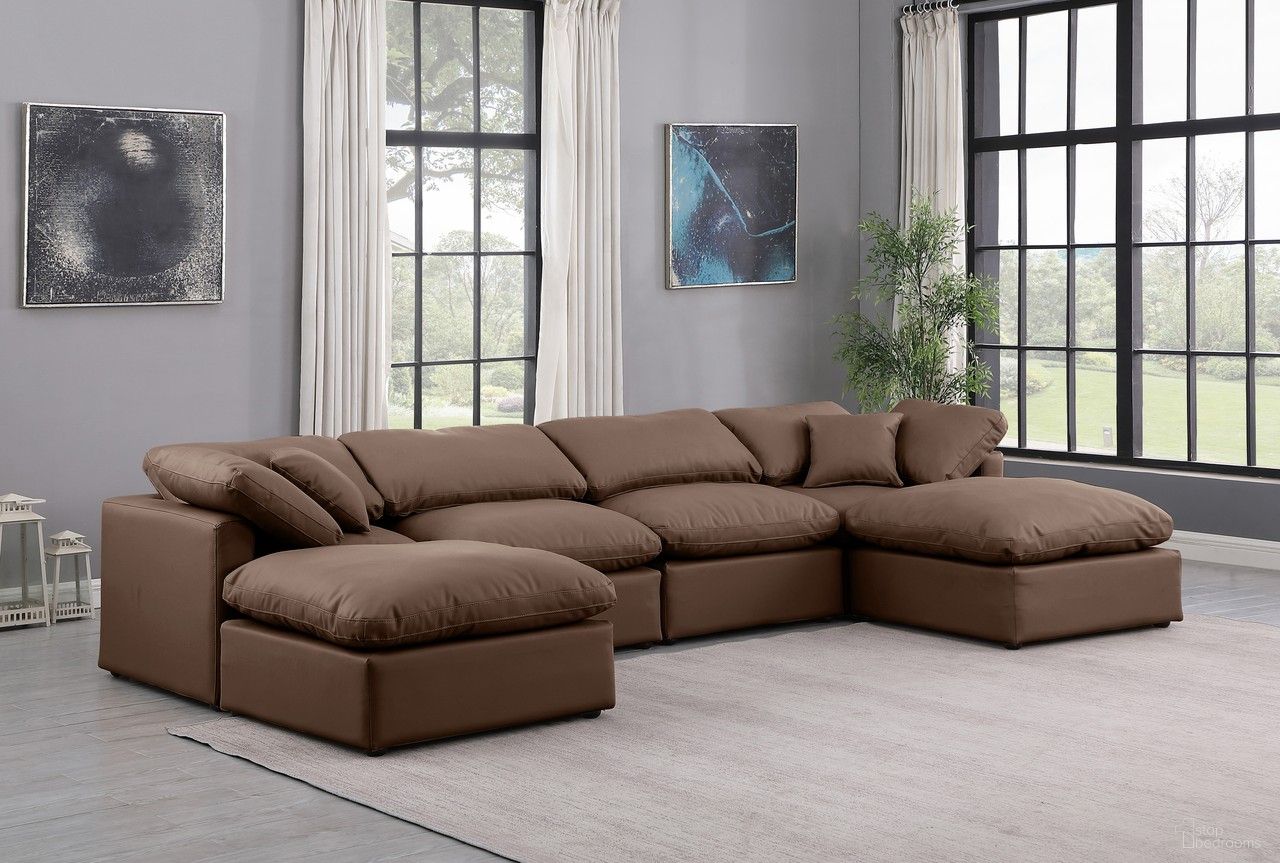 Indulge Vegan Leather 6 Piece Modular Sectional In Brown