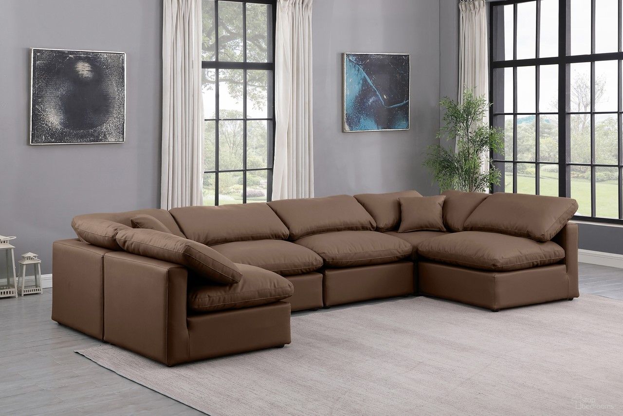 Indulge Vegan Leather 6 Piece Modular Sectional In Brown
