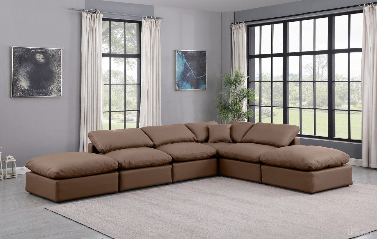 Indulge Vegan Leather 6 Piece Modular Sectional In Brown