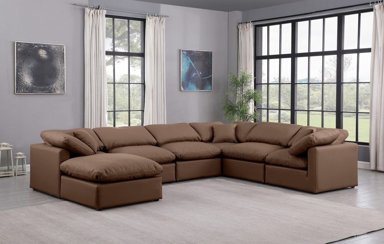 Indulge Vegan Leather 7 Piece Modular Sectional In Brown