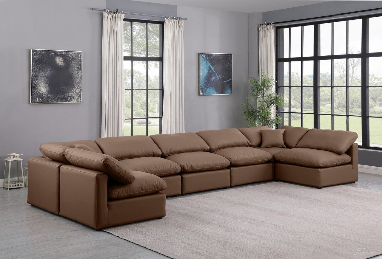 Indulge Vegan Leather 7 Piece Modular Sectional In Brown