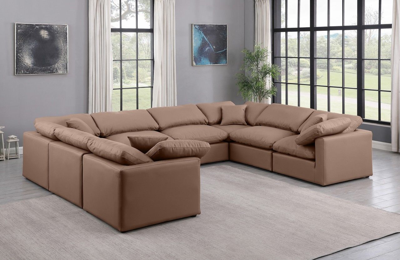 Indulge Vegan Leather 8 Piece Modular Sectional In Brown