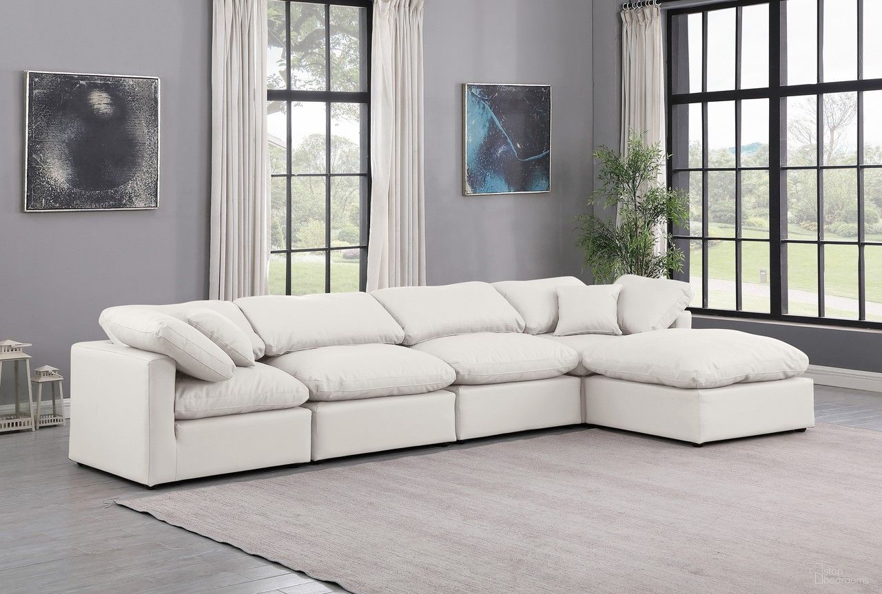 Indulge Vegan Leather 5 Piece Modular Sectional In Cream