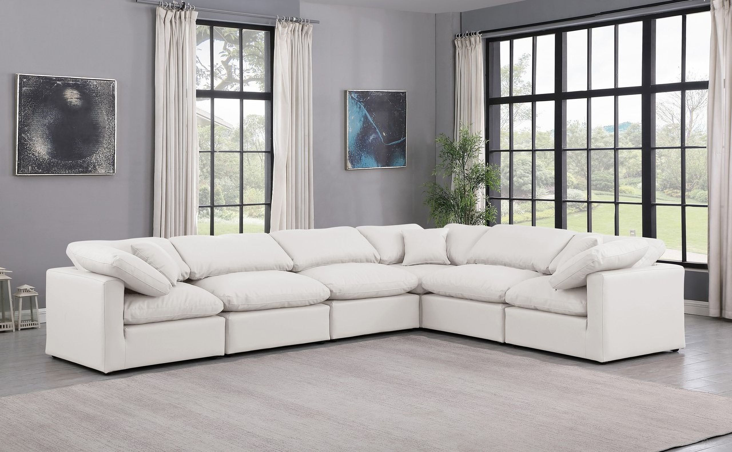 Indulge Vegan Leather 6 Piece Modular Sectional In Cream