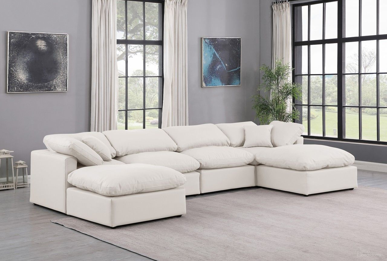 Indulge Vegan Leather 6 Piece Modular Sectional In Cream