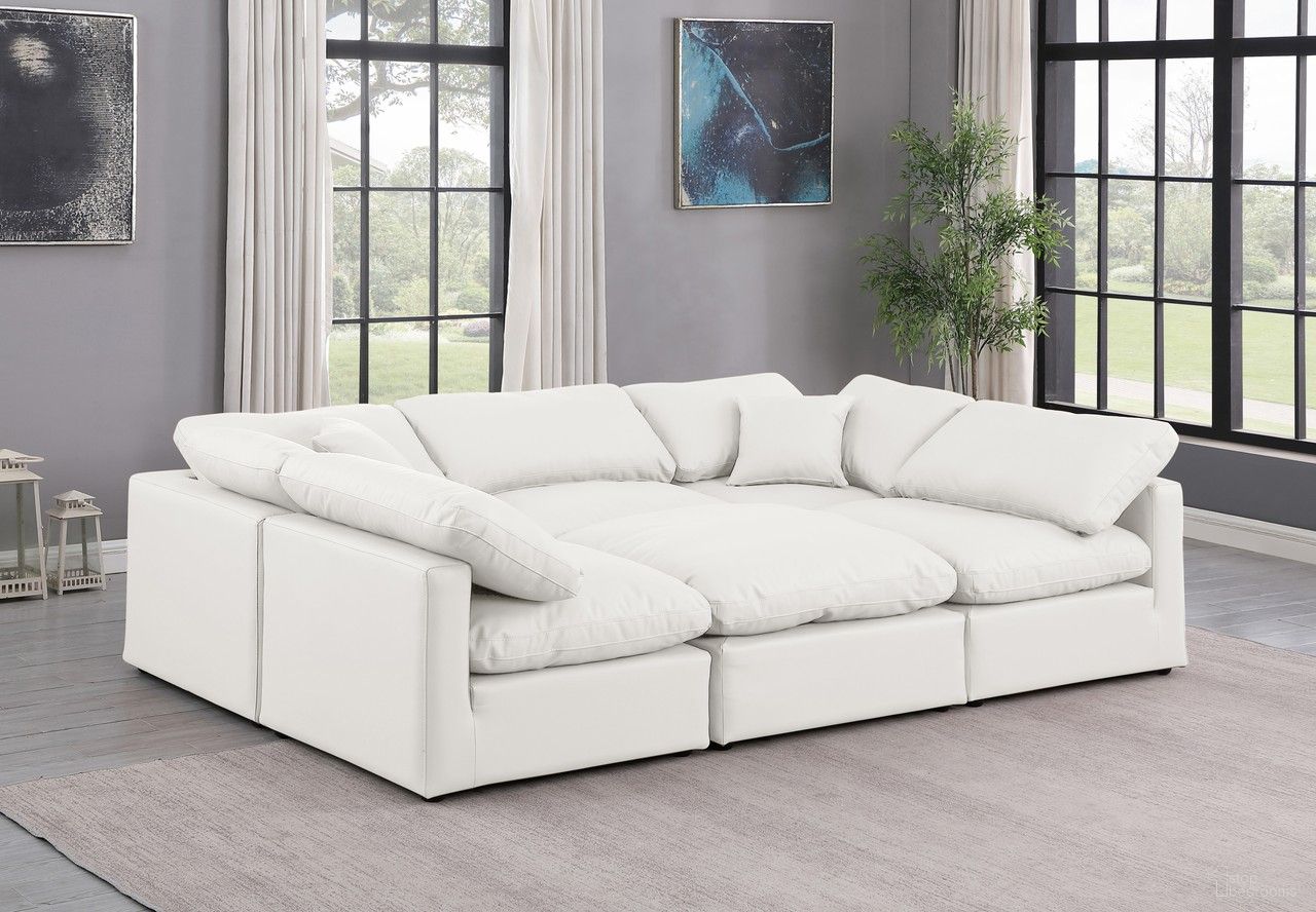 Indulge Vegan Leather 6 Piece Modular Sectional In Cream