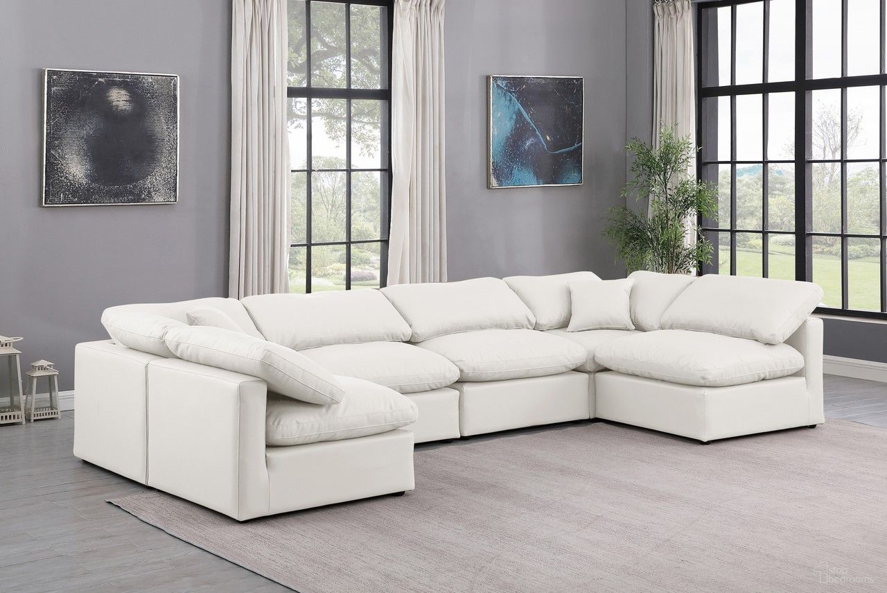 Indulge Vegan Leather 6 Piece Modular Sectional In Cream