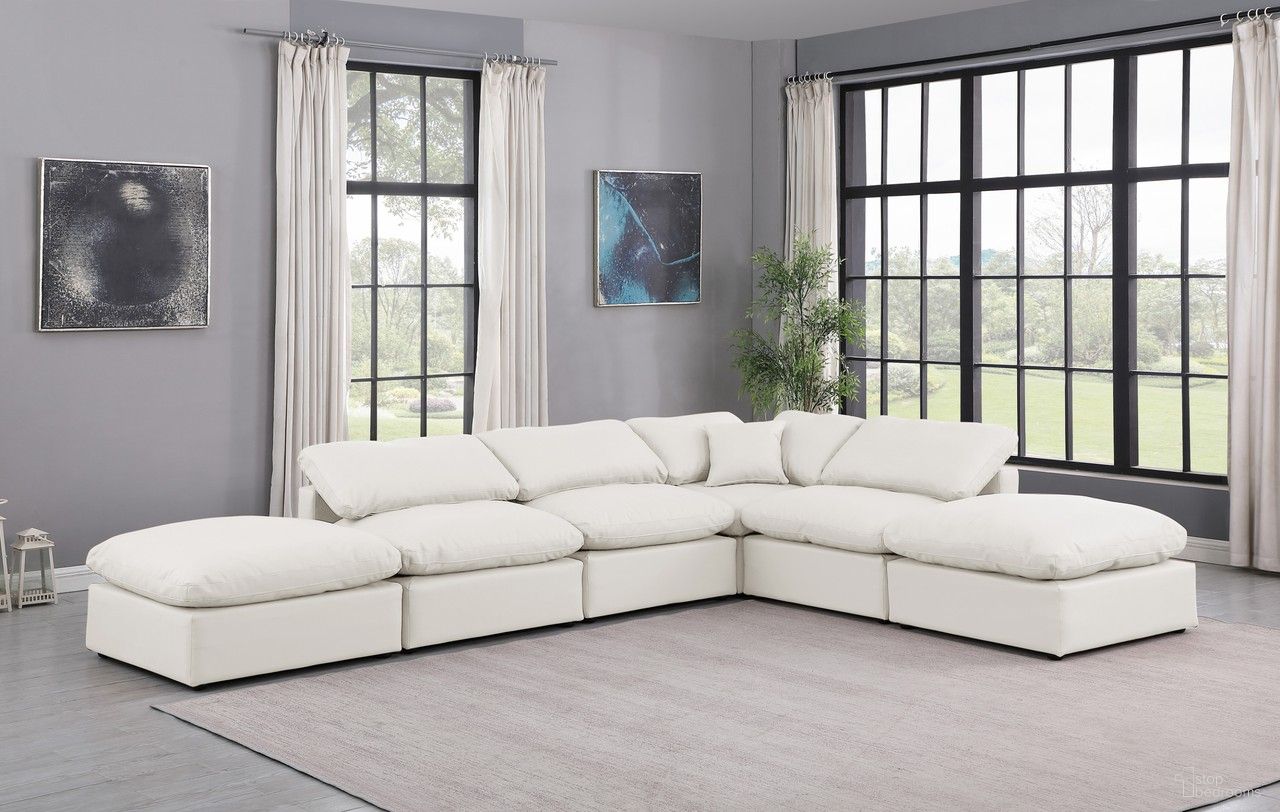 Indulge Vegan Leather 6 Piece Modular Sectional In Cream