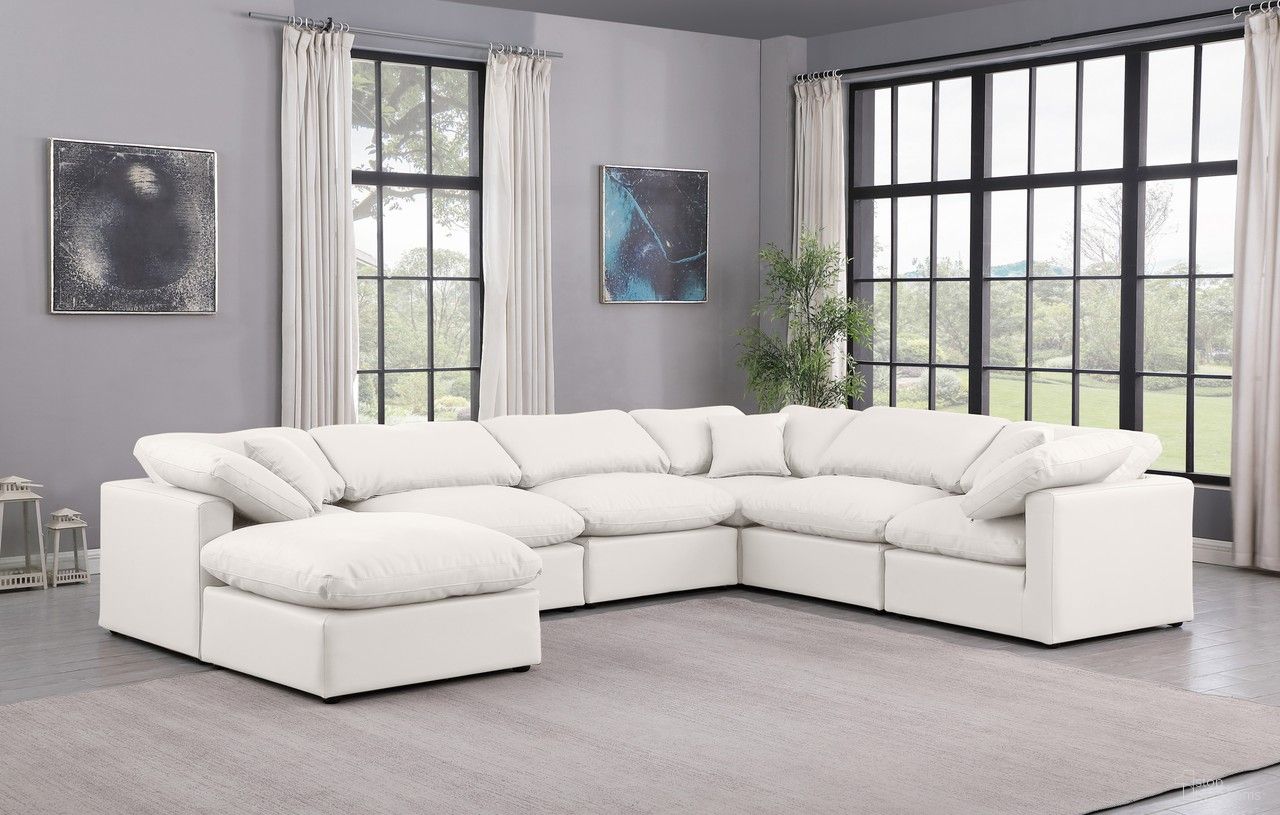 Indulge Vegan Leather 7 Piece Modular Sectional In Cream