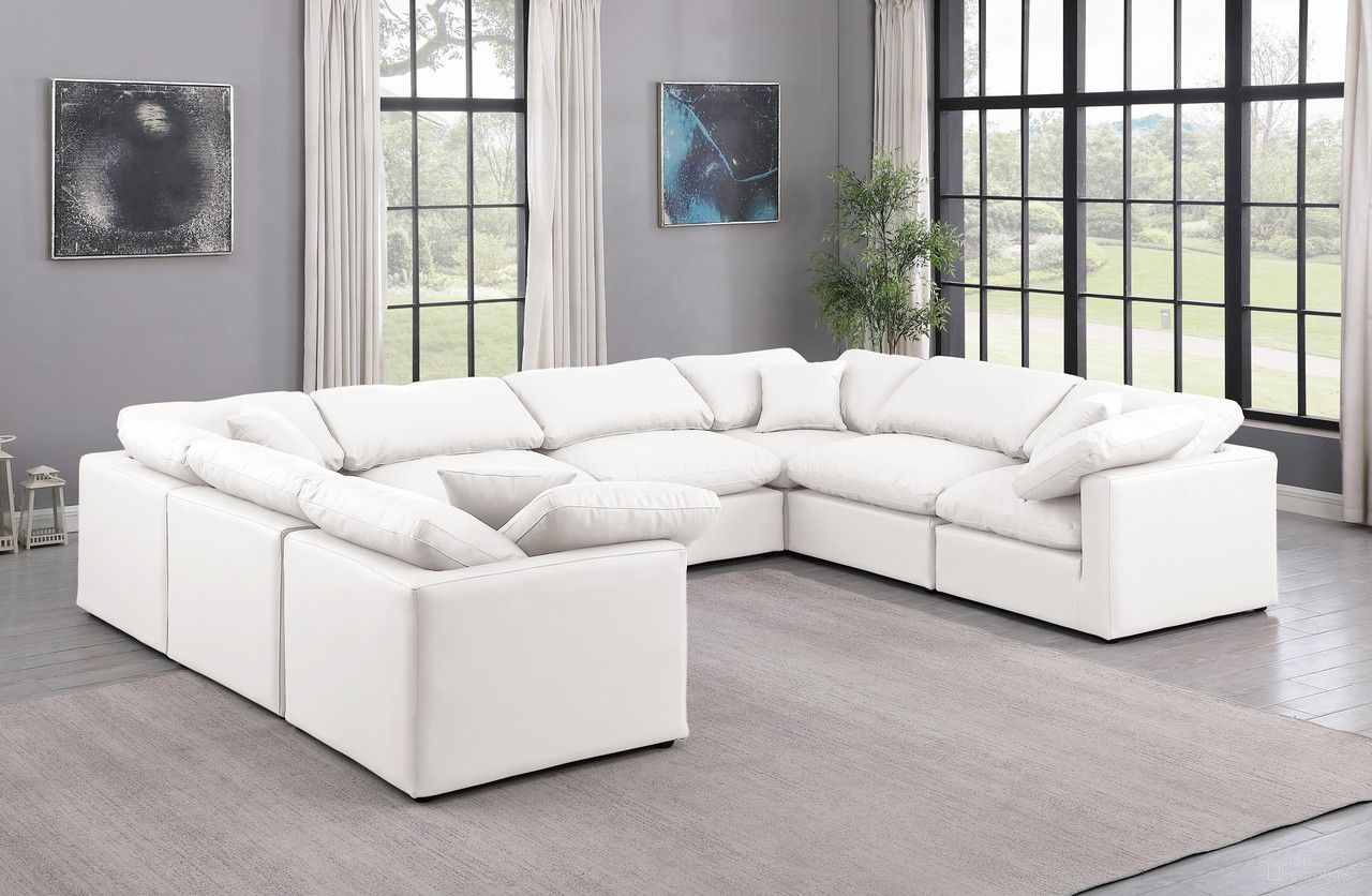 Indulge Vegan Leather 8 Piece Modular Sectional In Cream