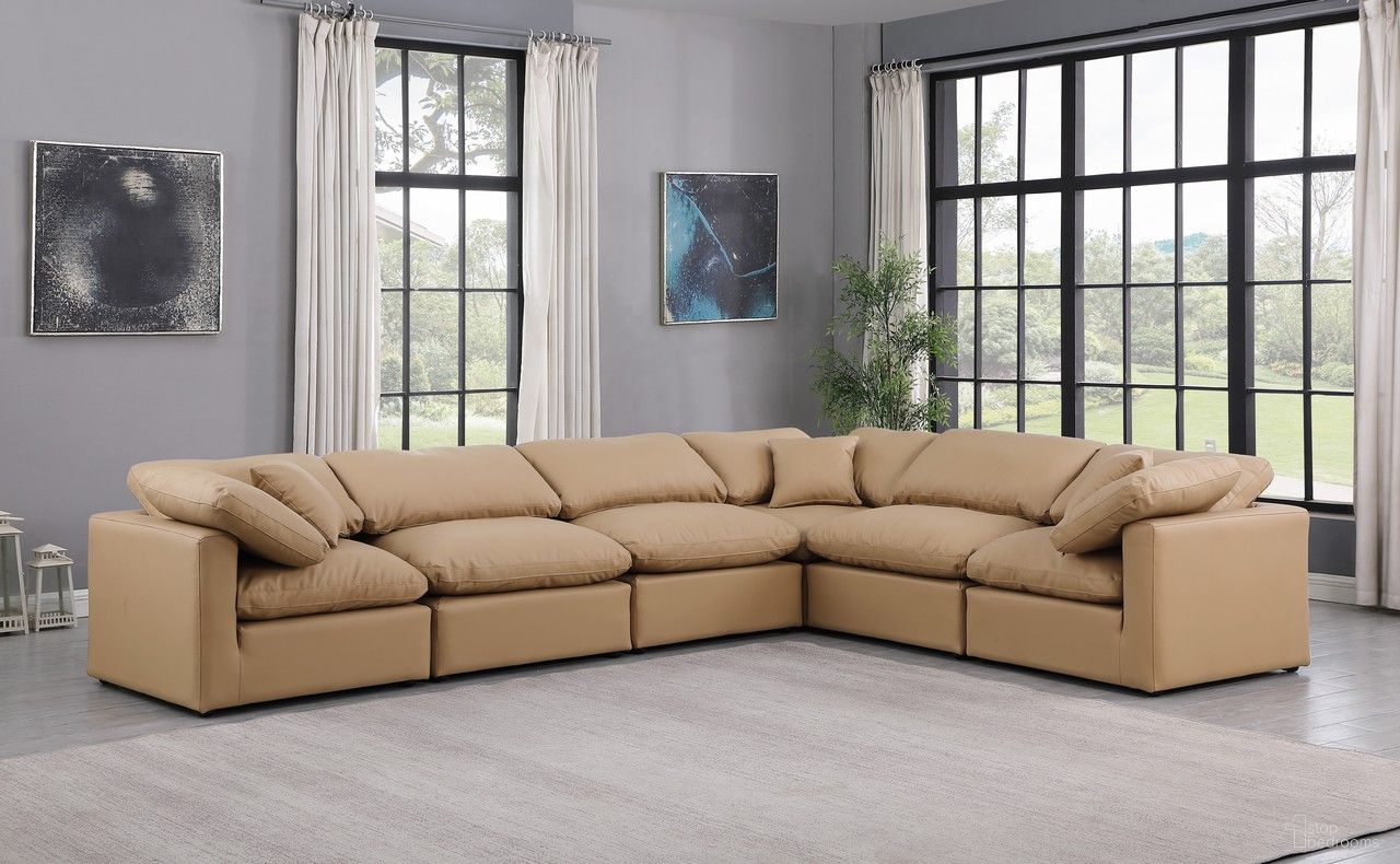 Indulge Vegan Leather 6 Piece Modular Sectional In Tan