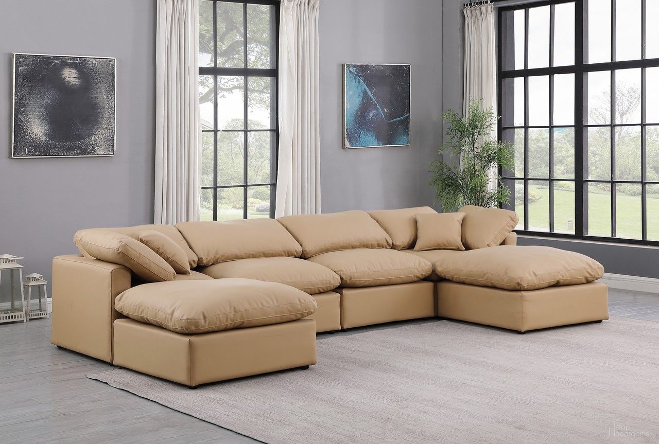 Indulge Vegan Leather 6 Piece Modular Sectional In Tan