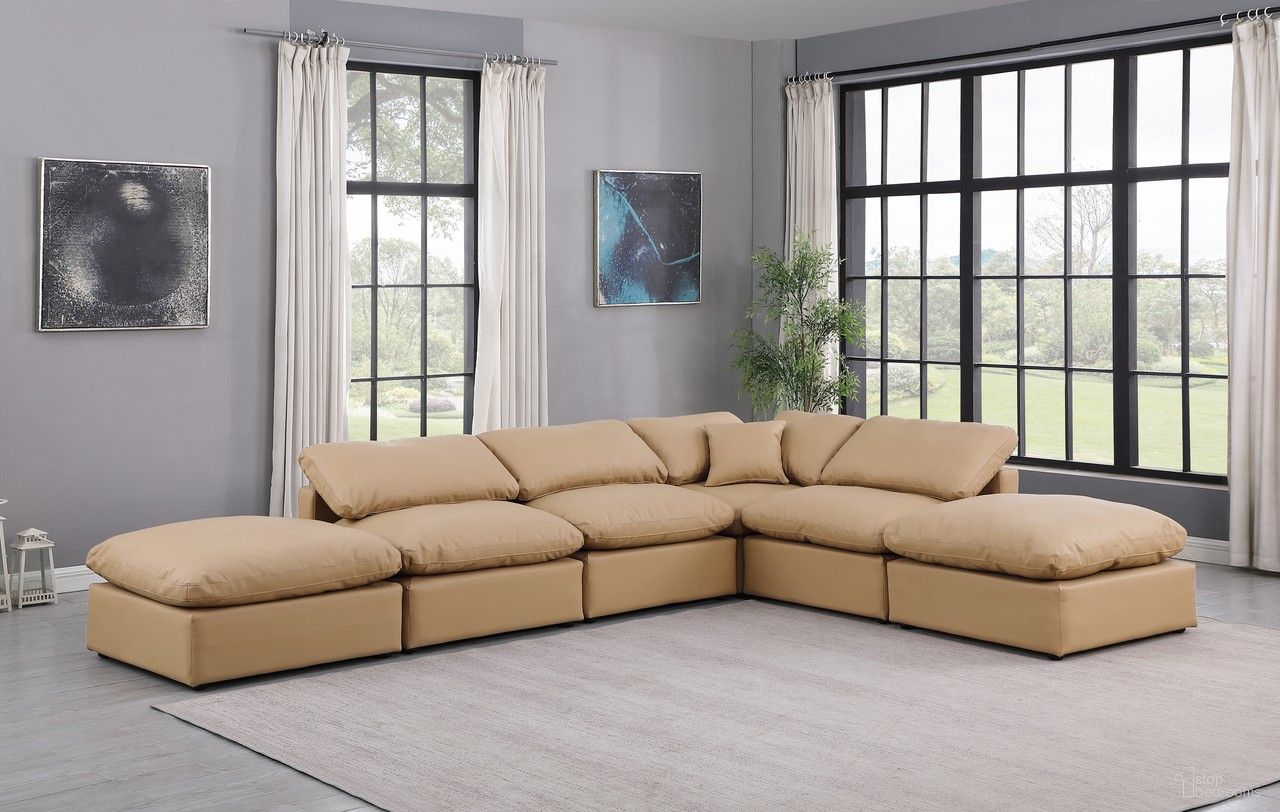 Indulge Vegan Leather 6 Piece Modular Sectional In Tan