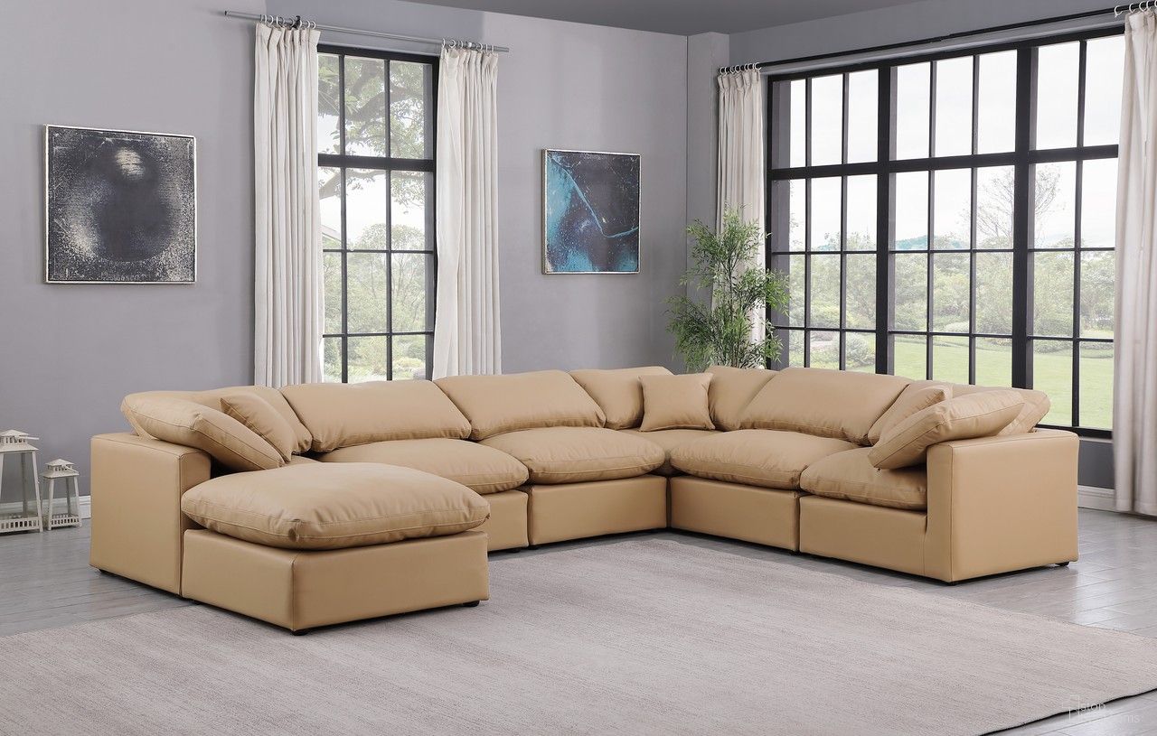 Indulge Vegan Leather 7 Piece Modular Sectional In Tan