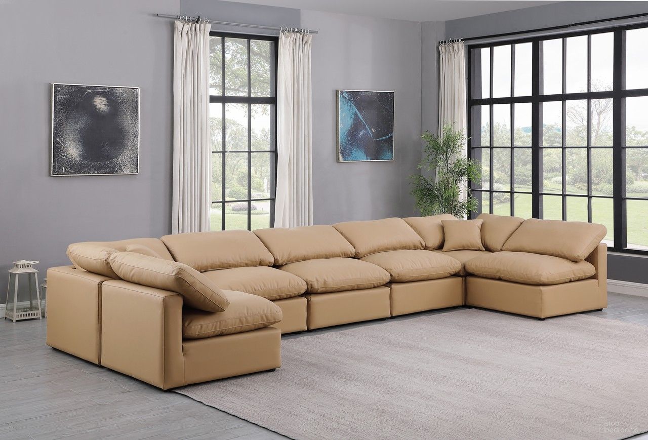 Indulge Vegan Leather 7 Piece Modular Sectional In Tan