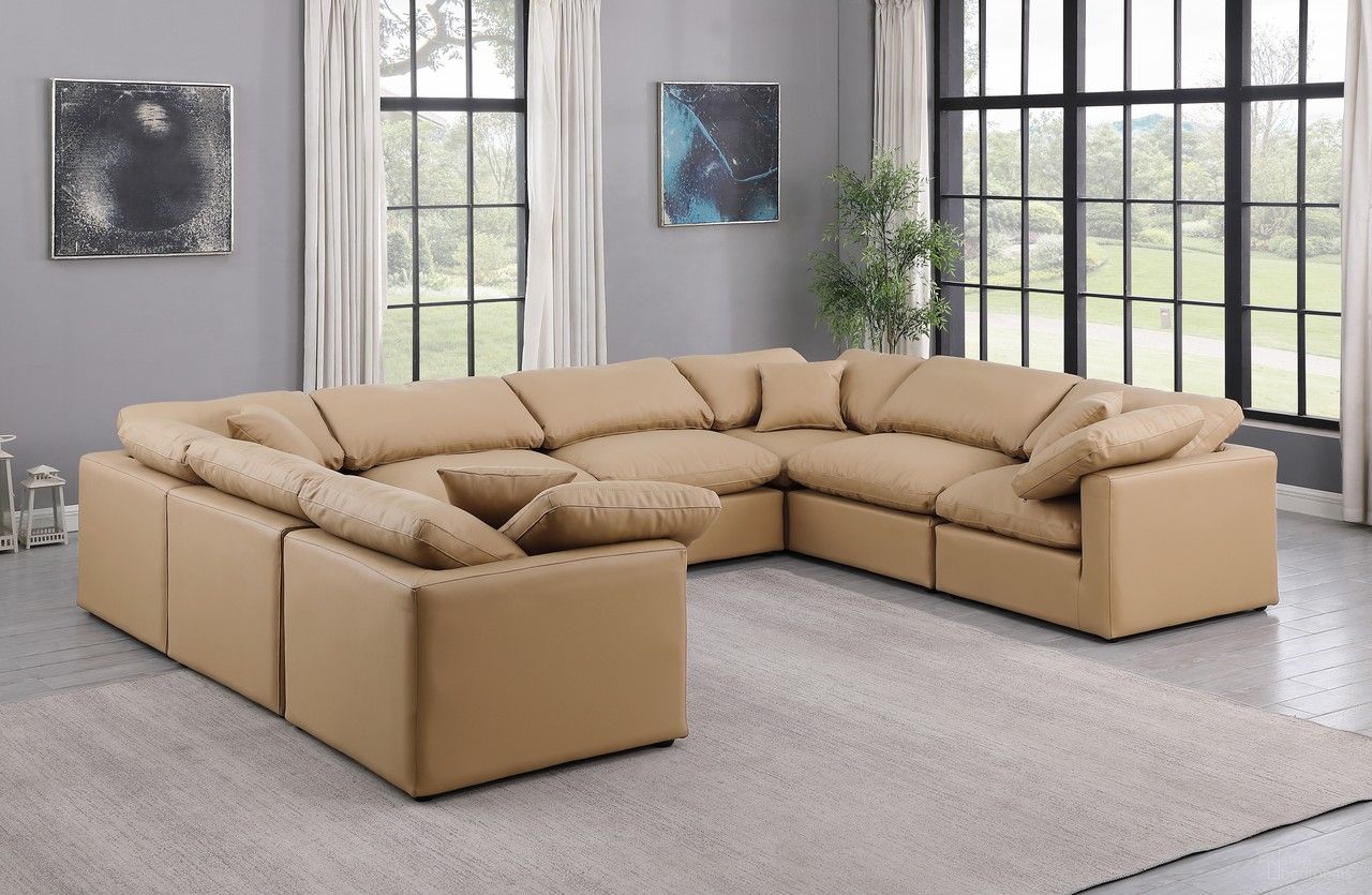 Indulge Vegan Leather 8 Piece Modular Sectional In Tan