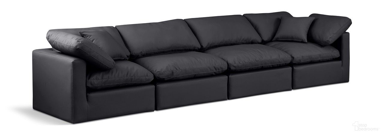 The appearance of Indulge Vegan Leather 4 Piece Modular Sofa In Black designed by Meridian in the modern / contemporary interior design. This black piece of furniture was selected by 1StopBedrooms from Indulge Collection to add a touch of cosiness and style into your home. Sku: 146Black-Armless;146Black-Armless;146Black-Corner;146Black-Corner. Material: Wood.