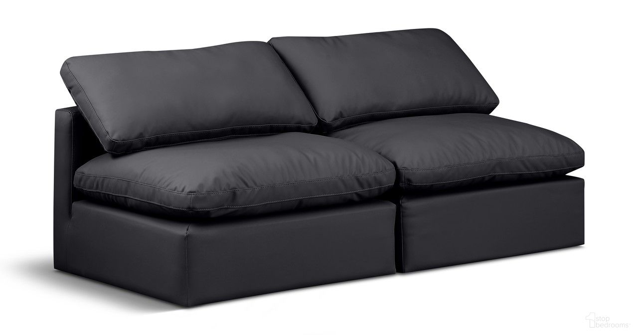 Indulge Vegan Leather 2 Piece Modular Sofa In Black