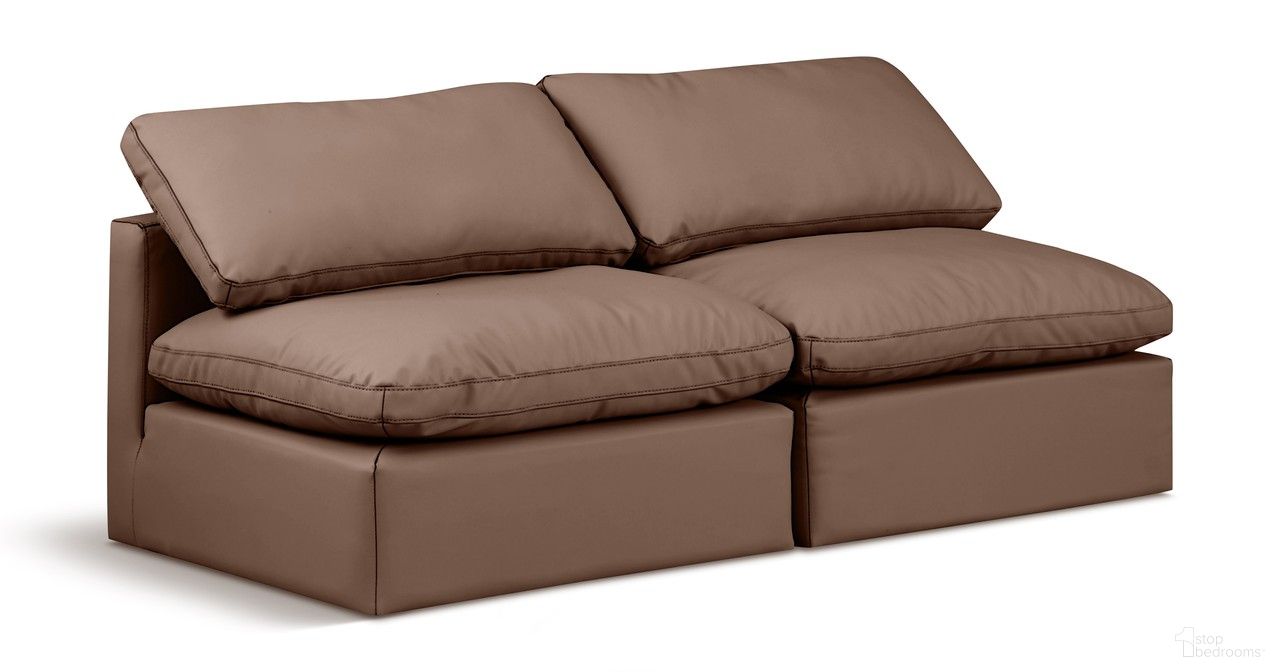 The appearance of Indulge Vegan Leather 2 Piece Modular Sofa In Brown designed by Meridian in the modern / contemporary interior design. This brown piece of furniture was selected by 1StopBedrooms from Indulge Collection to add a touch of cosiness and style into your home. Sku: 146Brown-Armless;146Brown-Armless. Material: Wood.