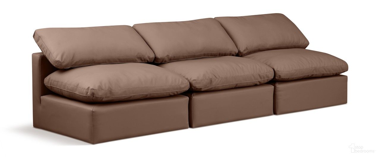 The appearance of Indulge Vegan Leather 3 Piece Modular Sofa In Brown designed by Meridian in the modern / contemporary interior design. This brown piece of furniture was selected by 1StopBedrooms from Indulge Collection to add a touch of cosiness and style into your home. Sku: 146Brown-Armless;146Brown-Armless;146Brown-Armless. Material: Wood.