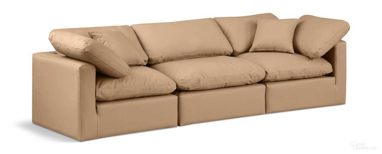 The appearance of Indulge Vegan Leather 3 Piece Modular Sofa In Tan designed by Meridian in the modern / contemporary interior design. This tan piece of furniture was selected by 1StopBedrooms from Indulge Collection to add a touch of cosiness and style into your home. Sku: 146Tan-Armless;146Tan-Corner;146Tan-Corner. Material: Wood.