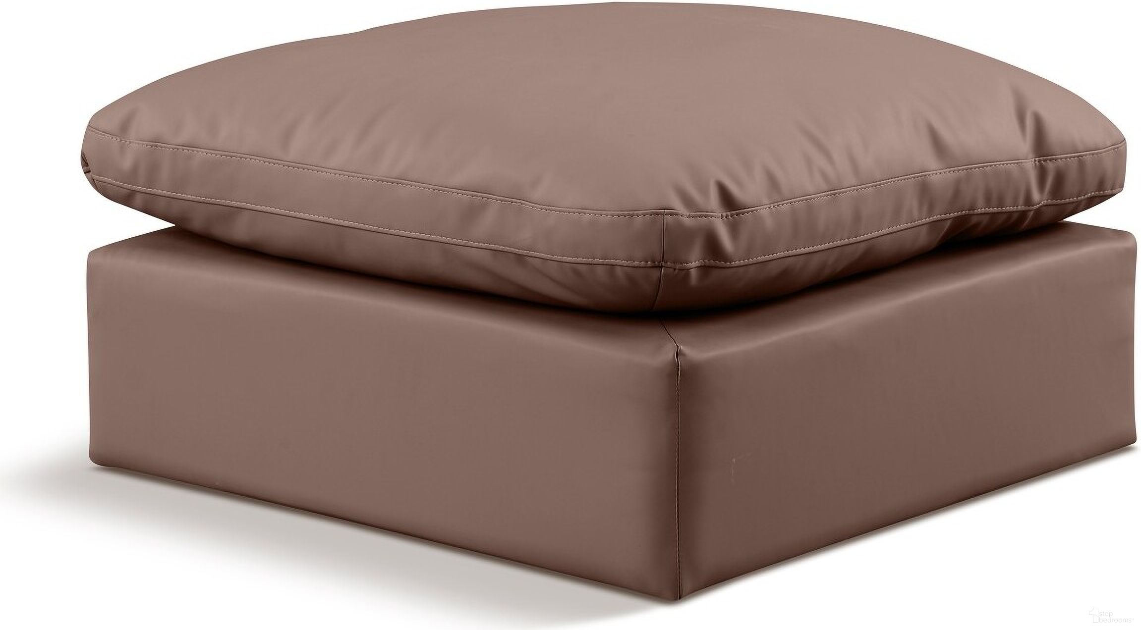 The appearance of Indulge Vegan Leather Ottoman In Brown designed by Meridian in the modern / contemporary interior design. This brown piece of furniture was selected by 1StopBedrooms from Indulge Collection to add a touch of cosiness and style into your home. Sku: 146Brown-Ott. Material: Leather.