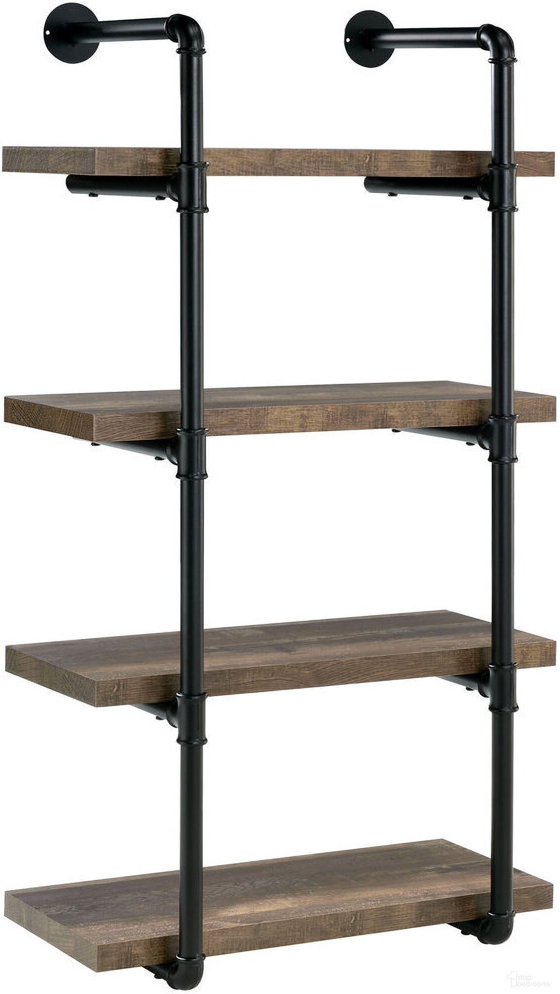 The appearance of Elmcrest 24-inch Wall Shelf Black and Rustic Oak designed by Coaster in the country / farmhouse interior design. This rustic oak piece of furniture was selected by 1StopBedrooms from Elmcrest Collection to add a touch of cosiness and style into your home. Sku: 804426. Material: Wood.